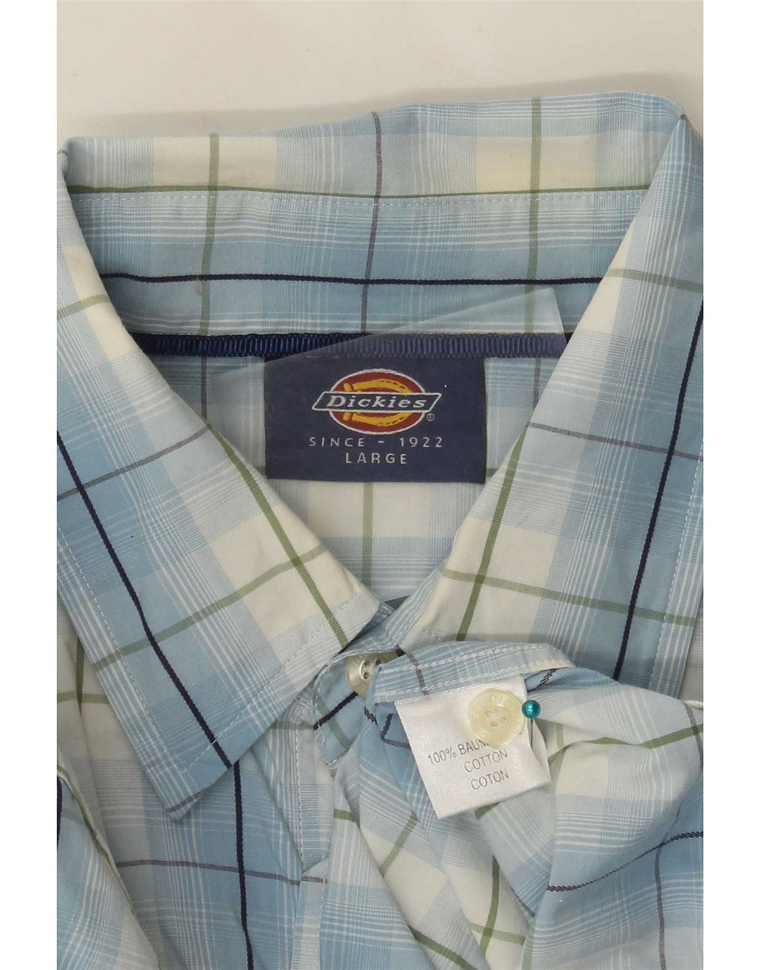 Dickies Chemise à manches courtes pour homme en coton à carreaux bleus