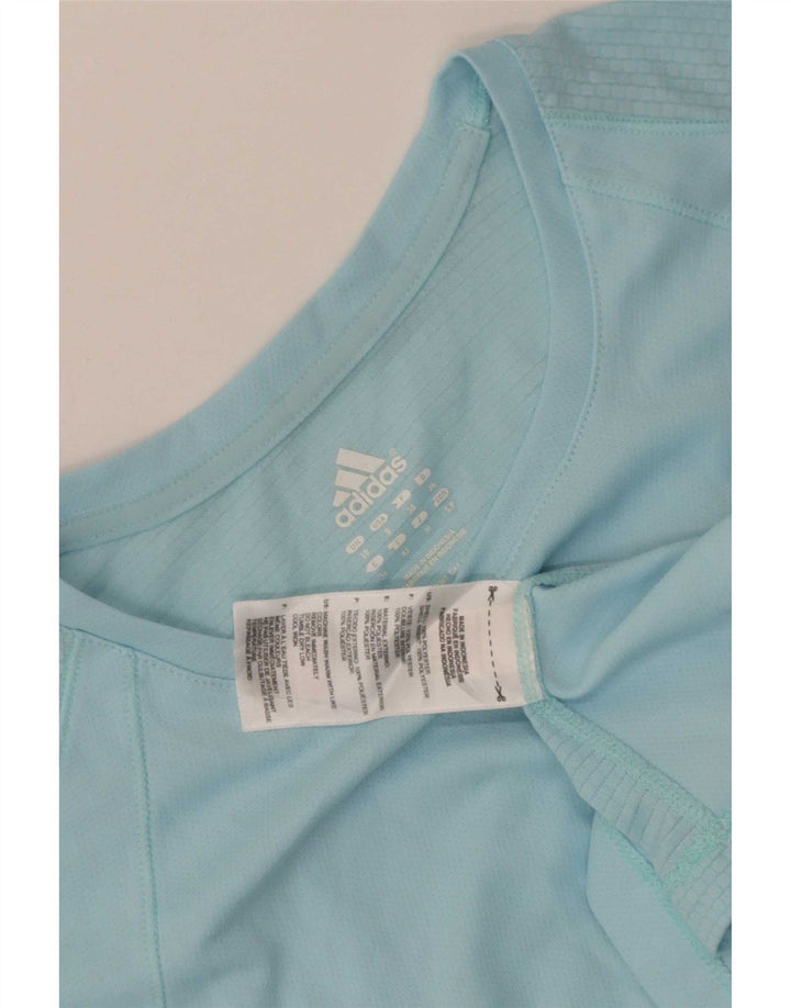 Adidas T-Shirt Femme Top UK 10 Petit Bleu Polyester