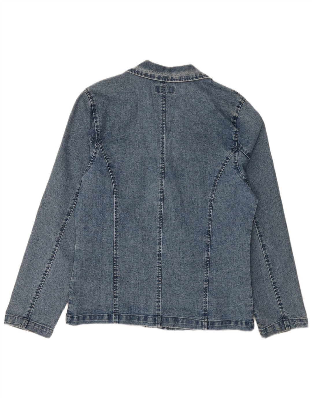 VINTAGE Veste en denim femme UK 14 Grand Bleu Coton Classique