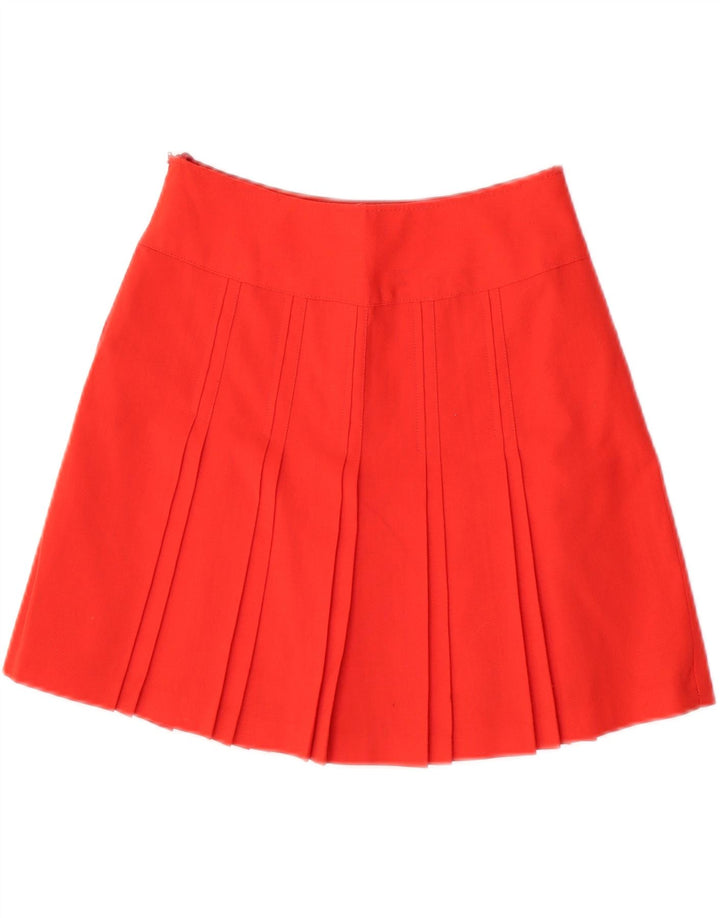 vintage Femme Mini Jupe Plissée IT 40 Petit W26 Rouge