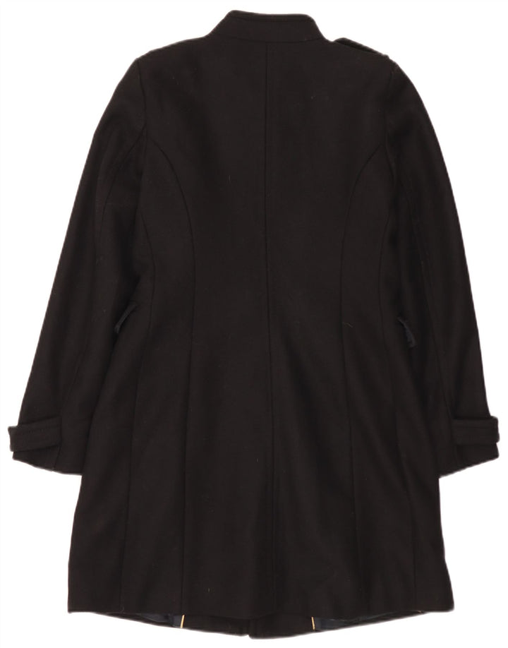 Zara Manteau militaire à double boutonnage pour femme UK 12 Laine noire moyenne