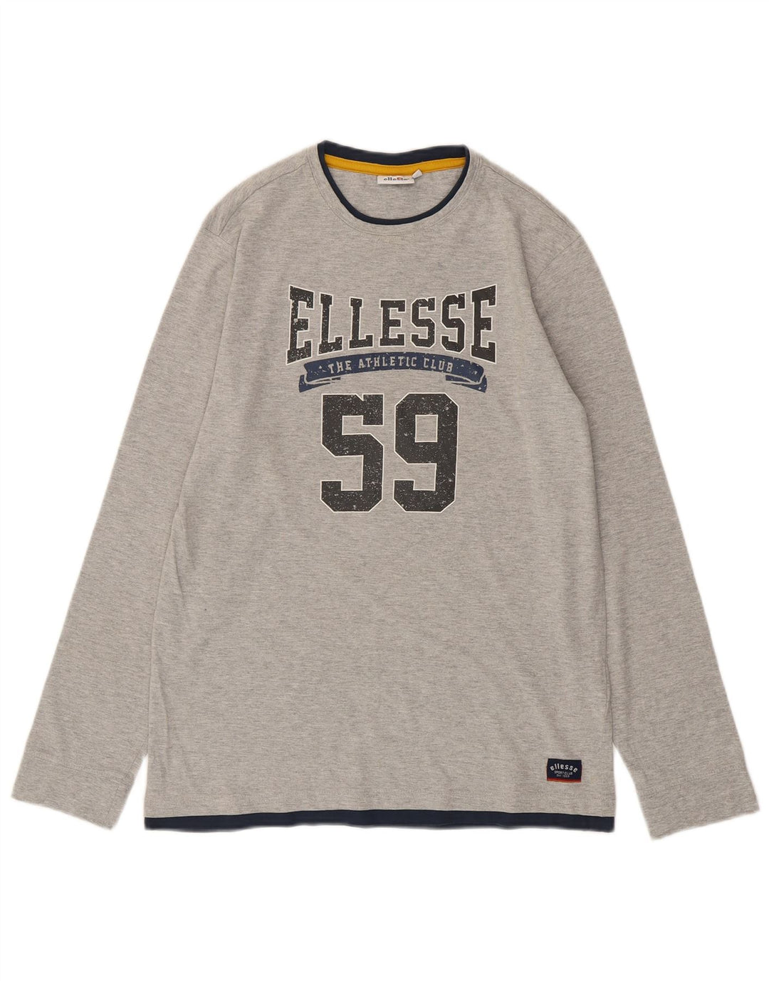 ELLESSE Mens Graphic Top Long Sleeve XL Grey Cotton