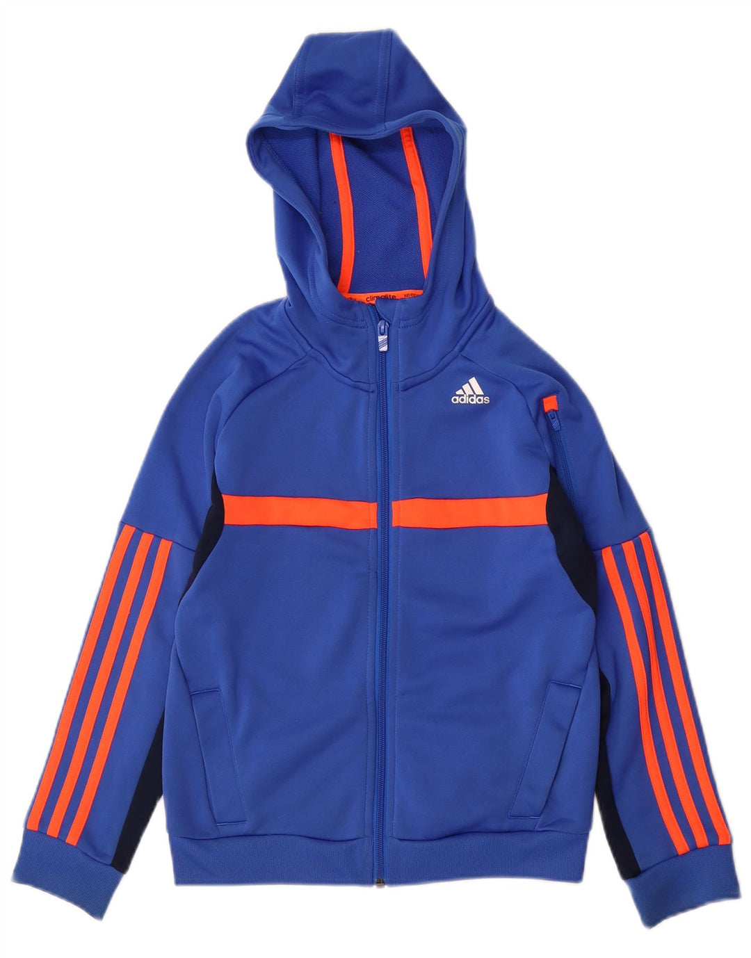 ADIDAS Pull à capuche zippé Climalite pour garçon 9-10 ans Bleu Colorblock