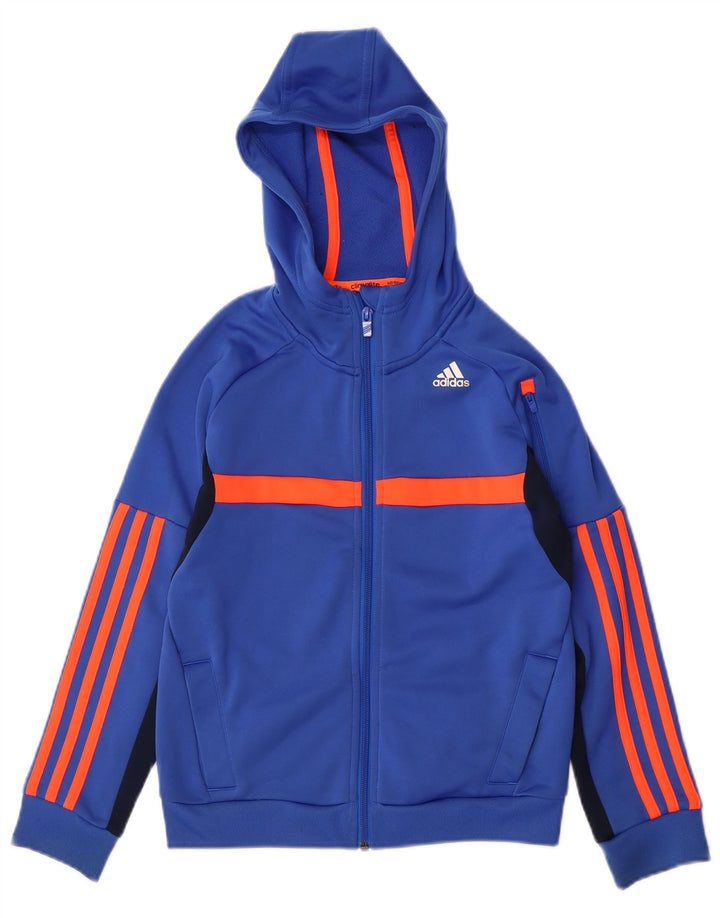 ADIDAS Pull à capuche zippé Climalite pour garçon 9-10 ans Bleu Colorblock