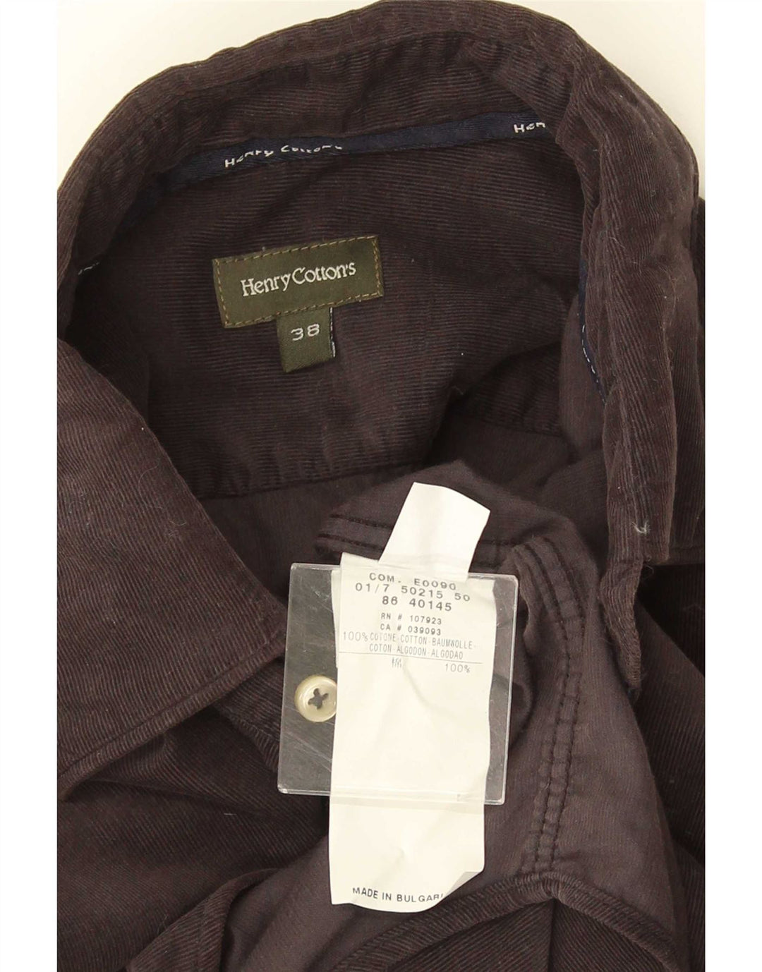 Henry Cottons Chemise en velours côtelé pour homme Taille 38 Coton gris moyen