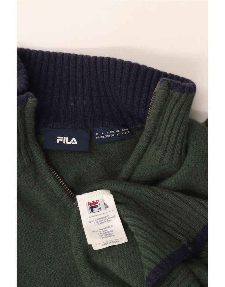 FILA Pull col zippé pour femme UK 18 XL Kaki Laine d'agneau