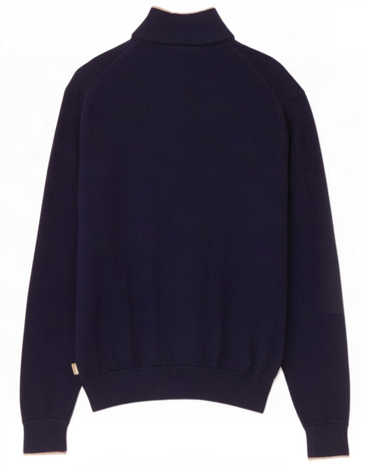 Musto Pull col zippé pour homme en laine d'agneau bleu marine Taille L