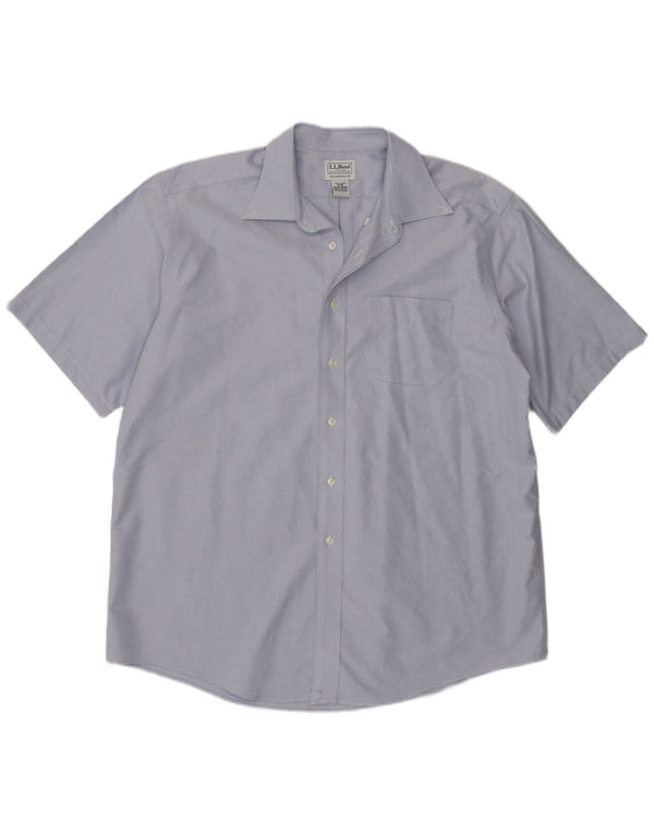 L.L.Bean Chemise à manches courtes pour homme Coupe traditionnelle Taille 17 XL Coton bleu