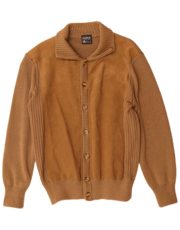 VINTAGE Pull Cardigan Homme IT 54 XL Laine Marron