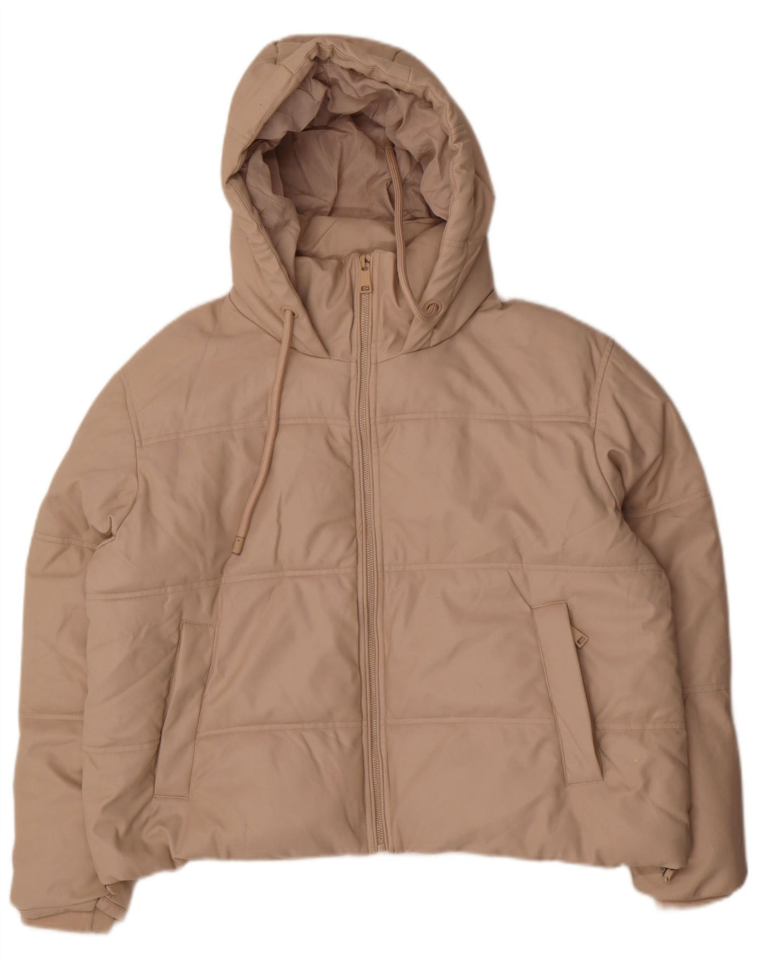 Zara Veste matelassée à capuche surdimensionnée pour femme UK 14 Polyuréthane beige moyen