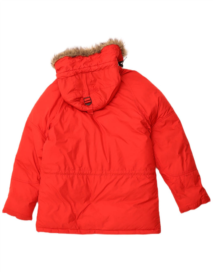 RALPH LAUREN Veste Parka à capuche pour femme UK 14 Rouge moyen Hiver