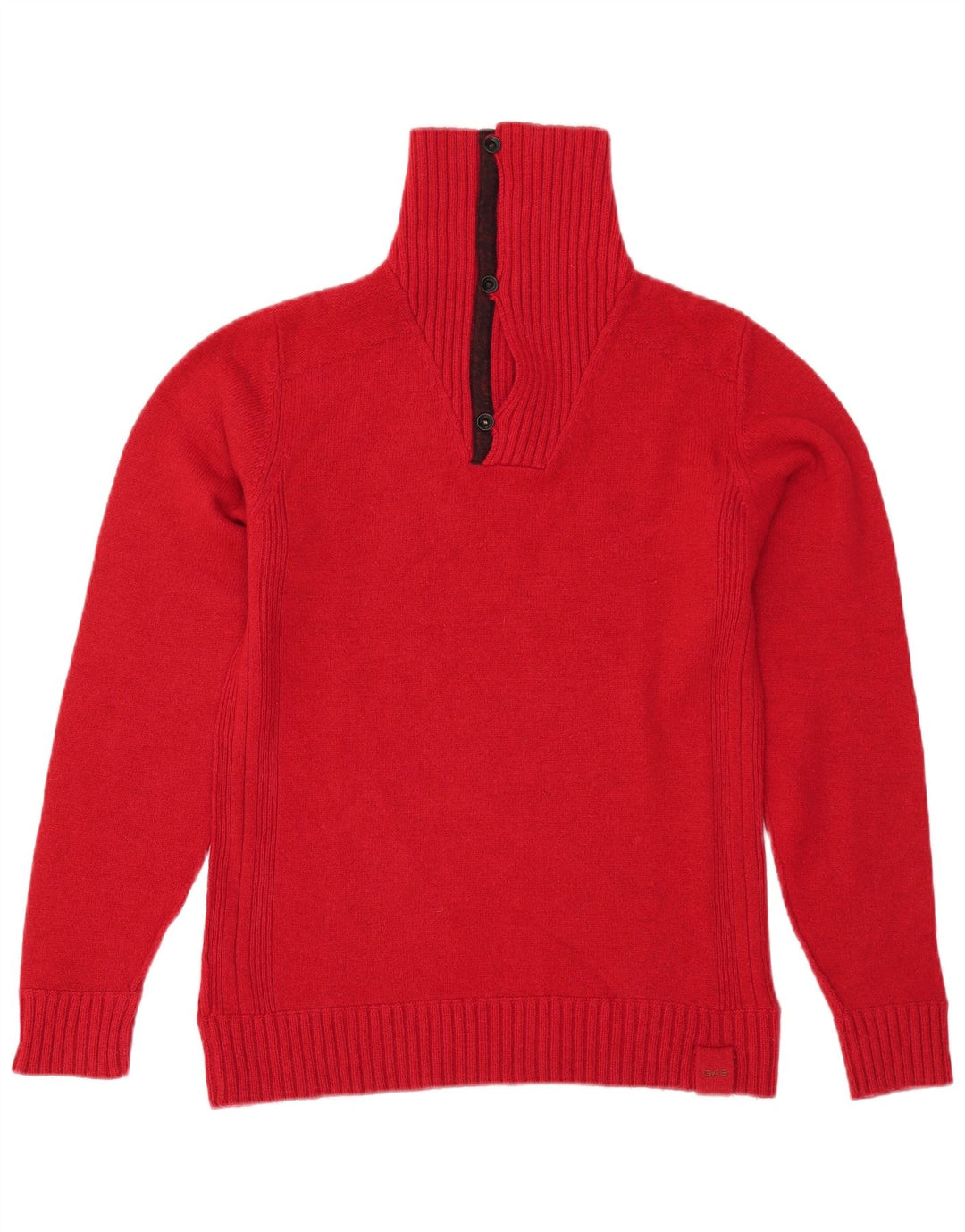 Gas Pull à col boutonné pour femme UK 16 Grande laine rouge