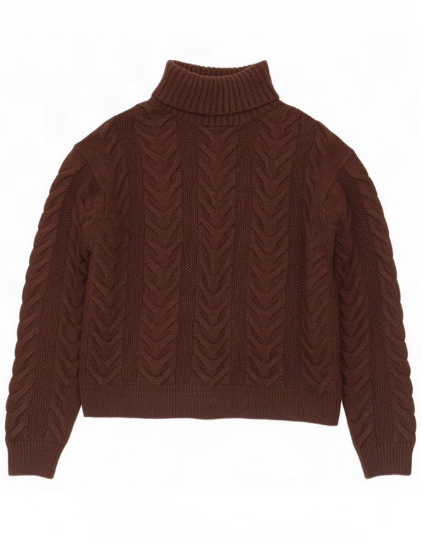 Marks & Spencer Pull col roulé pour femme UK 14 Acrylique marron moyen
