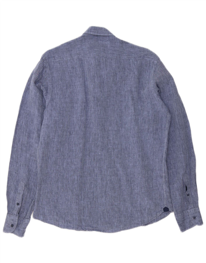 Massimo Dutti Chemise Homme Lin Bleu Moyen