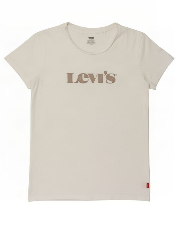Levi's T-Shirt Graphique Femme UK 10 Small Blanc
