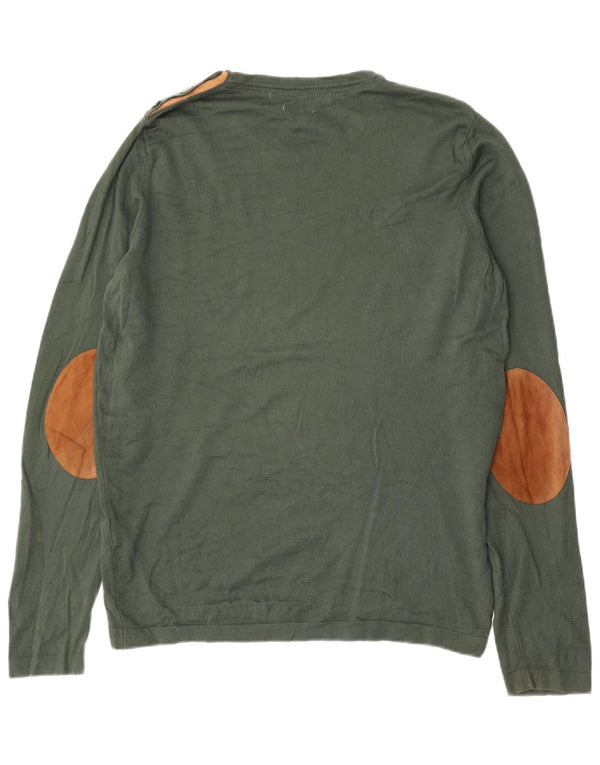 Zara Homme Top Manches Longues Large Vert Colorblock Cotton