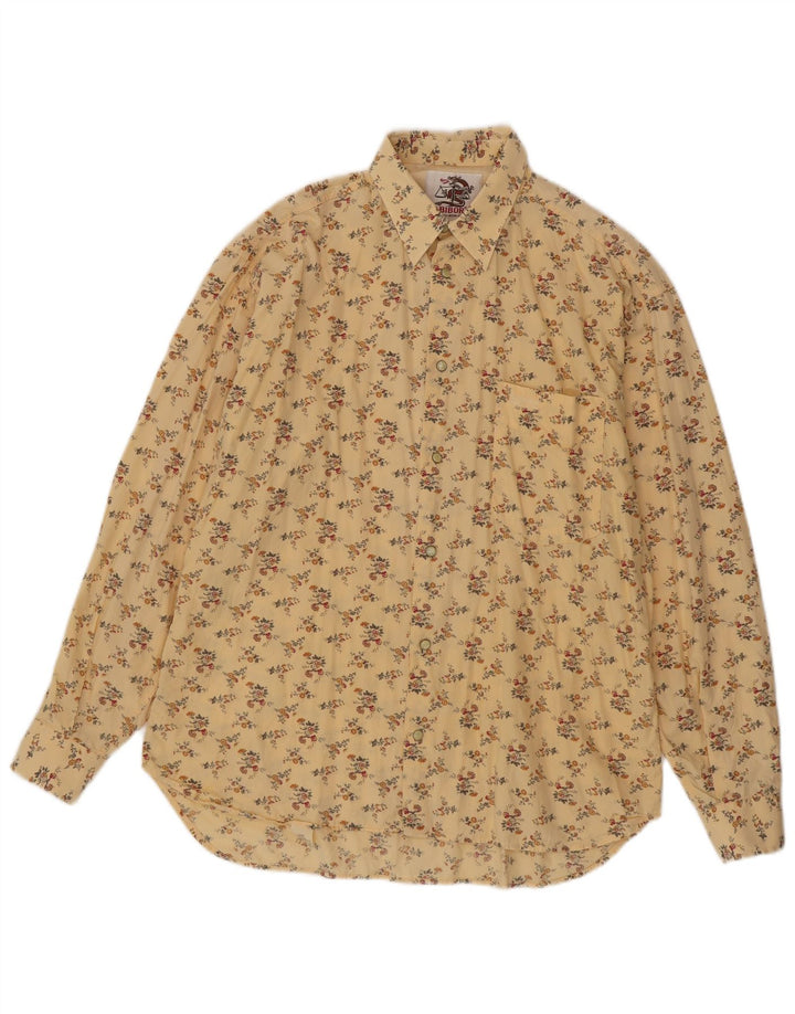 Chemise Homme Vintage Coton Floral Jaune Moyen