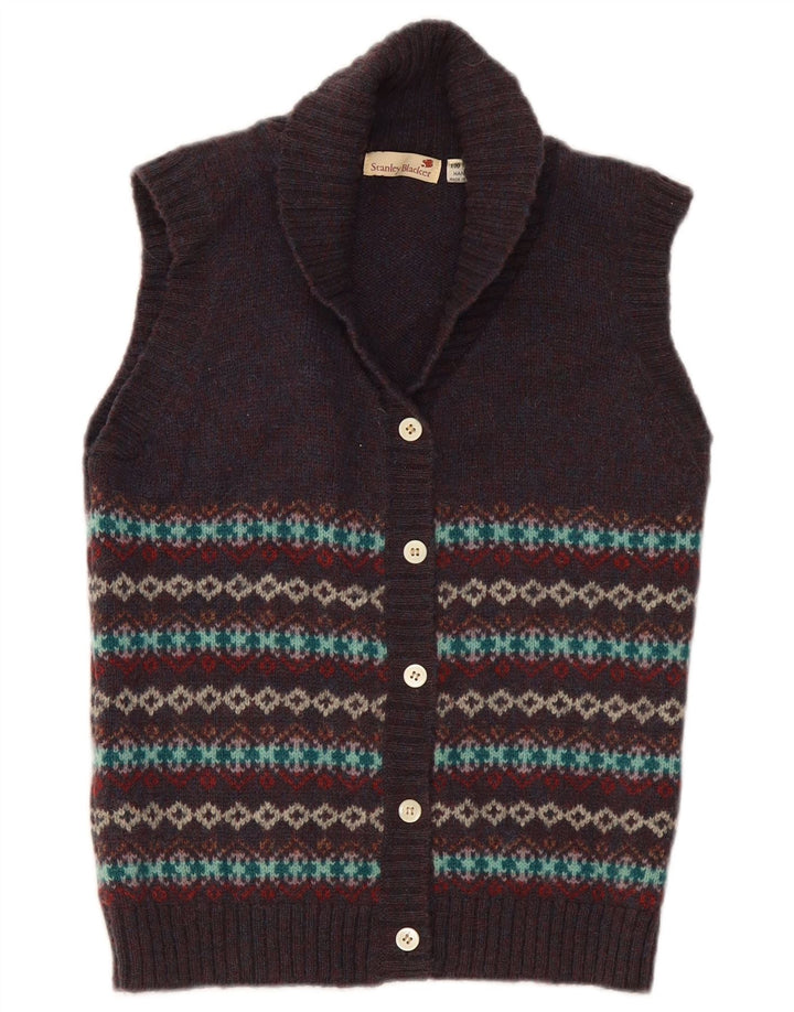 Stanley Blacker Cardigan pour femme UK 10 Petit Bleu marine Fair Isle