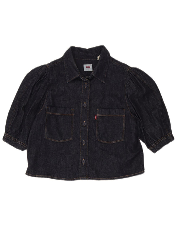Levi's Chemise en jean courte à manches courtes coupe décontractée pour femme UK 6 XS Bleu marine
