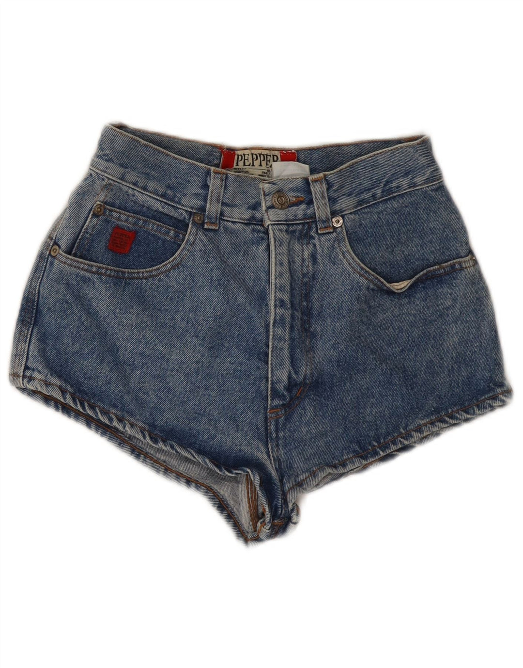 Short en denim femme vintage IT 42 Moyen W28 Coton Bleu