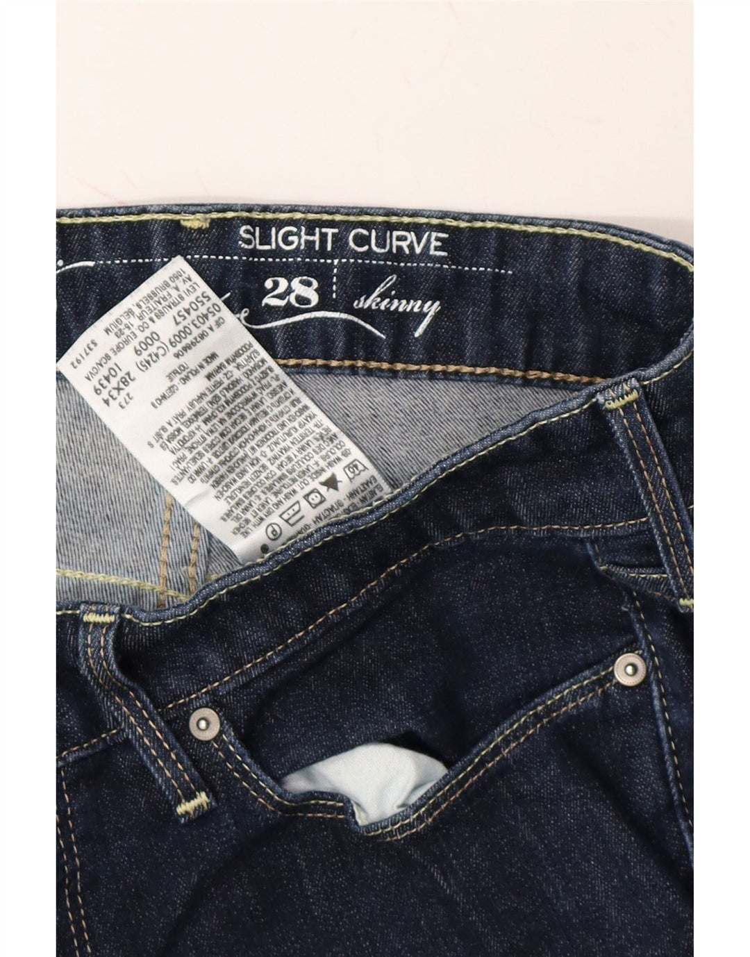 LEVI'S Womens Slight Curve Denim Shorts W28  Medium  Navy Blue Cotton Vintage Levi's and Second-Hand Levi's from Messina Hembry 