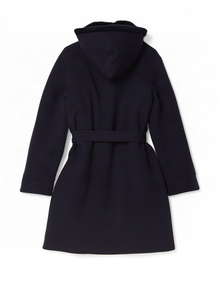 Lands End Manteau Sherpa à capuche surdimensionné pour femme UK 10 Petit Bleu marine