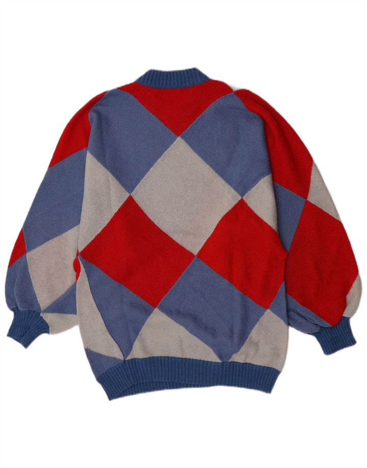 vintage Mens Crew Neck Jumper Sweater Petit Argyle/Diamant multicolore