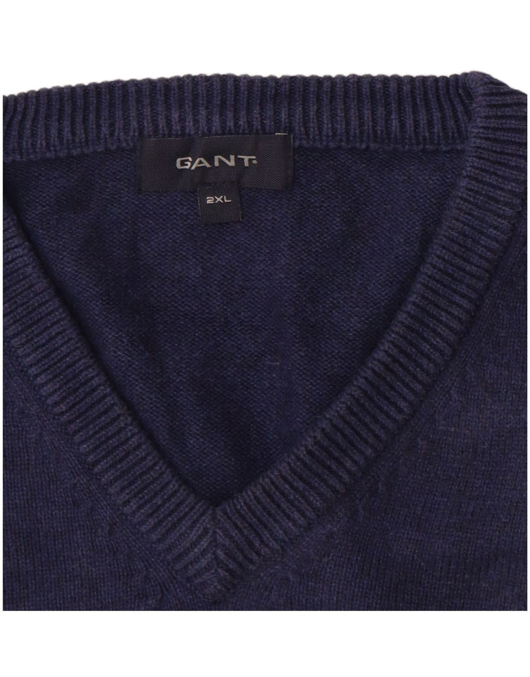 GANT Pull col V pour homme 2XL Bleu marine Coton