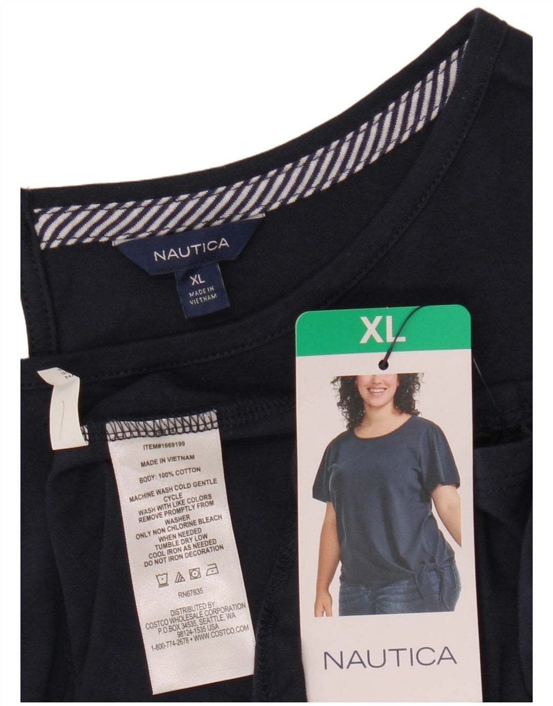 NAUTICA Chemisier à nouer sur le devant pour femme UK 18 XL en coton bleu marine