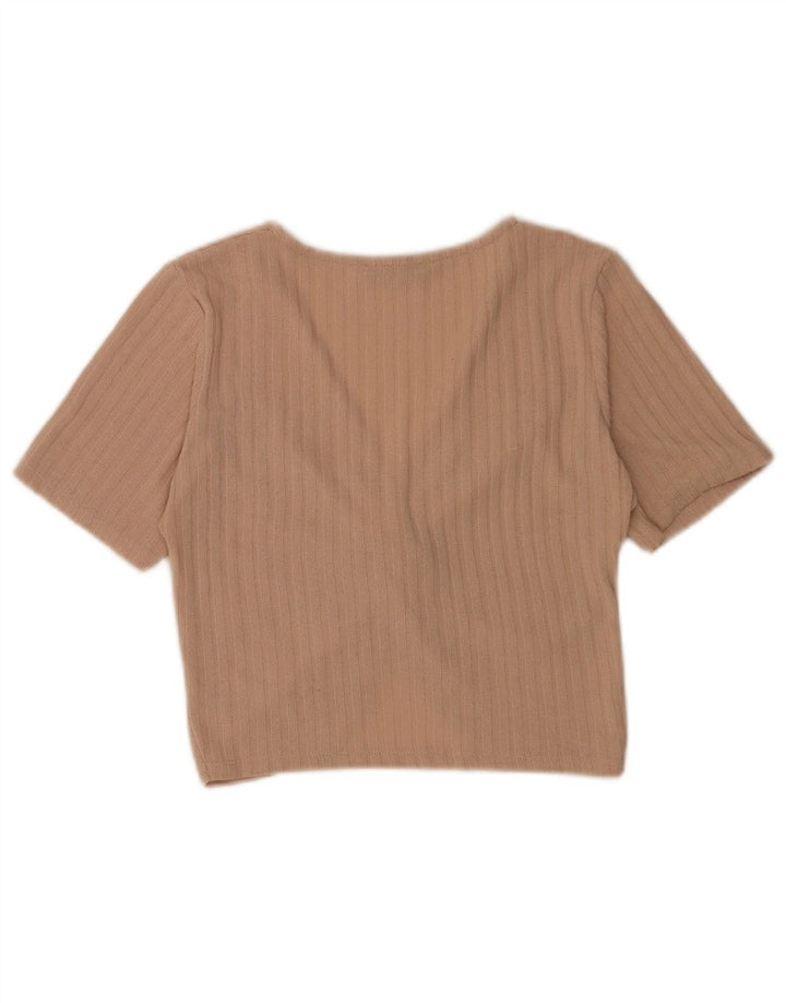 Zara Womens Crop Blouse Top UK 10 Petit Beige