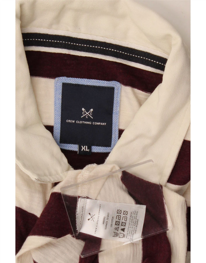 CREW CLOTHING Polo Homme XL Coton Rayé Bordeaux