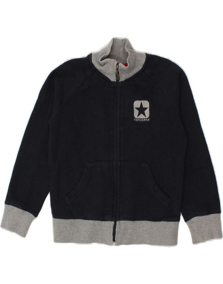 CONVERSE Boys Graphic Tracksuit Top Jacket 5-6 Years Navy Blue Colourblock Vintage Converse and Second-Hand Converse from Messina Hembry 