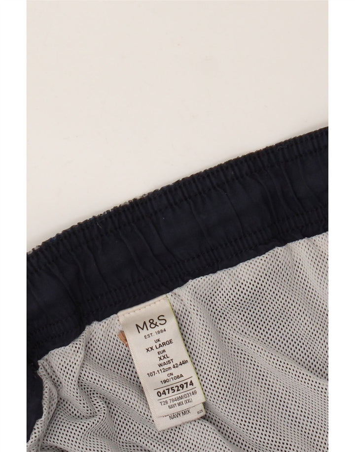 Marks & Spencer Short de bain pour homme 2XL en coton à carreaux bleu