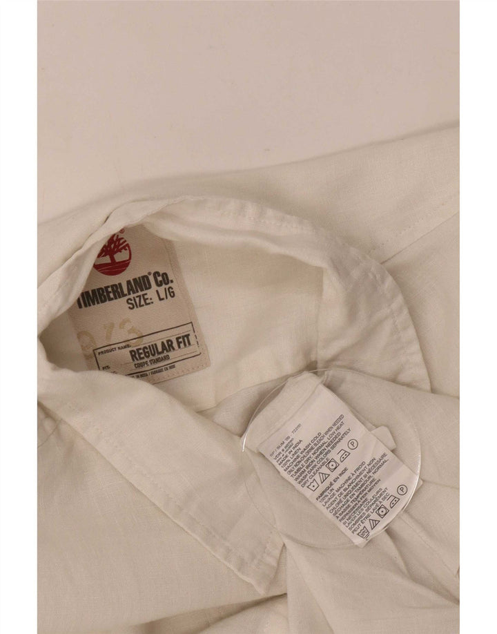 Timberland Chemise Regular Fit Homme Lin Blanc Large