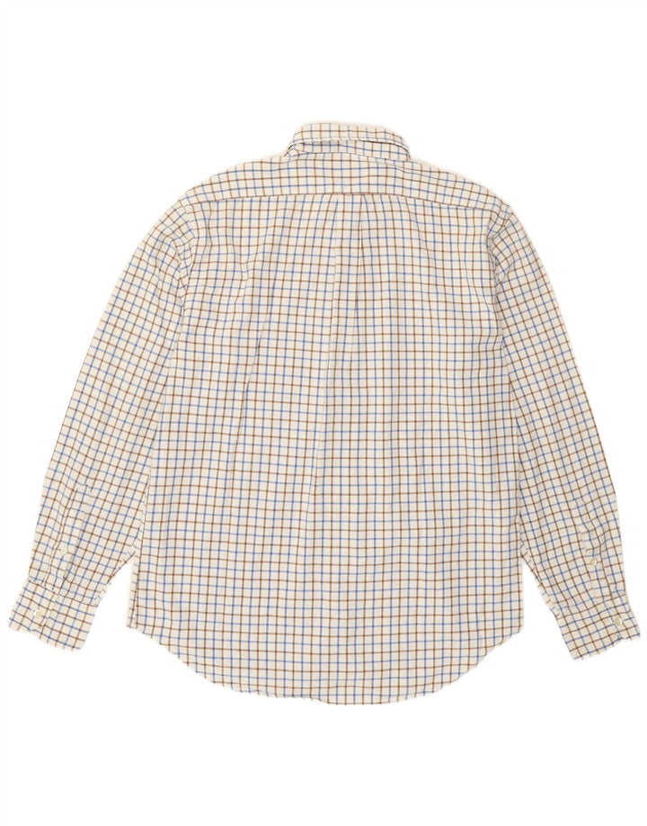 Boggi Chemise Milano Grand Carreau Blanc Coton Homme