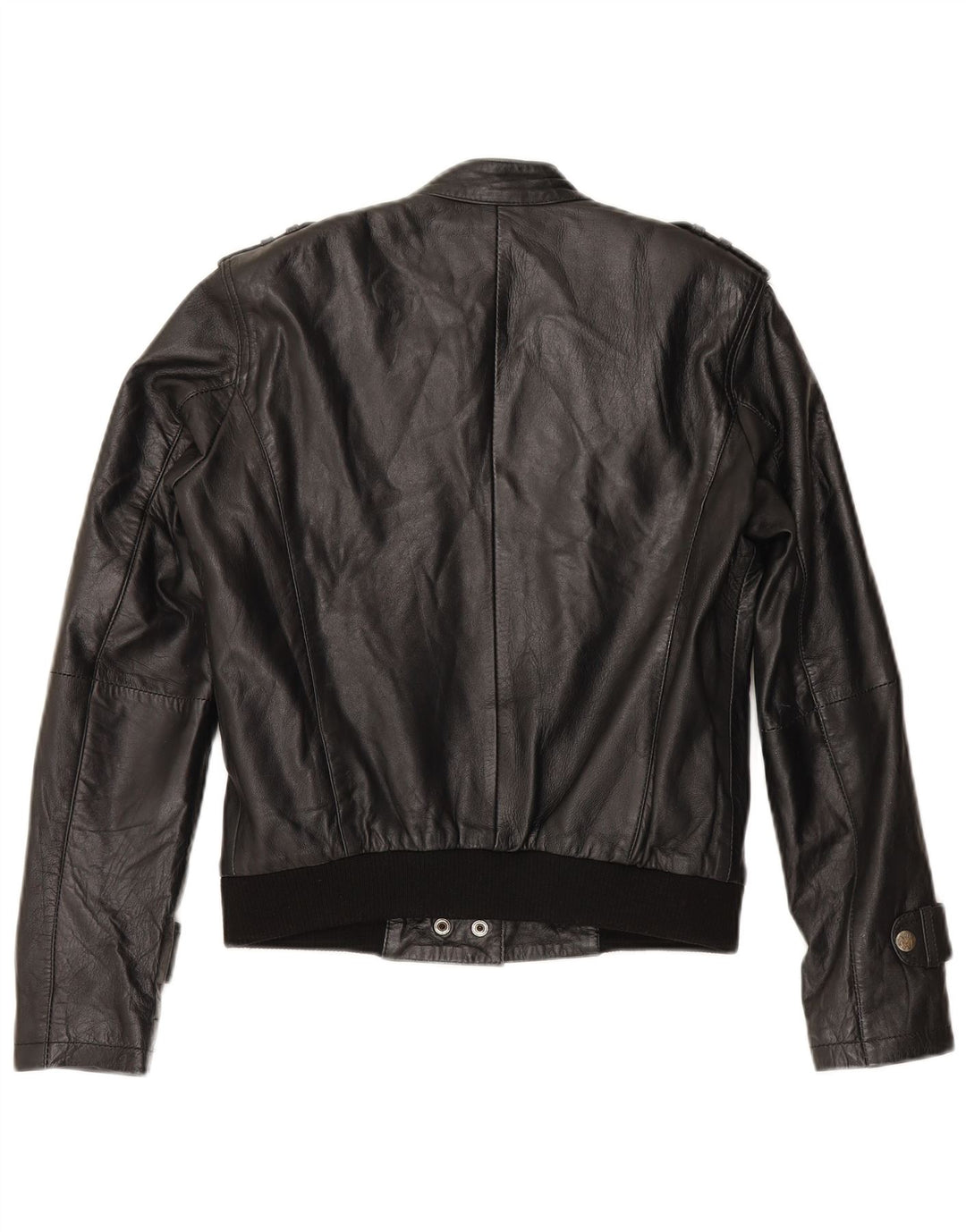 veste de course en cuir militaire femme vintage UK 12 cuir noir moyen