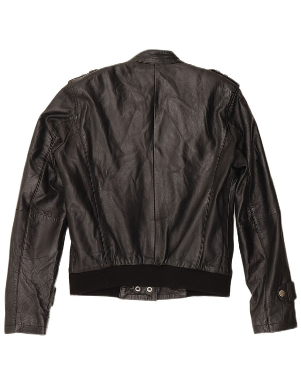 veste de course en cuir militaire femme vintage UK 12 cuir noir moyen