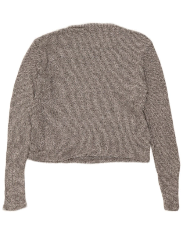 Zara Femme Top Manches Longues UK 16 Large Gris Viscose