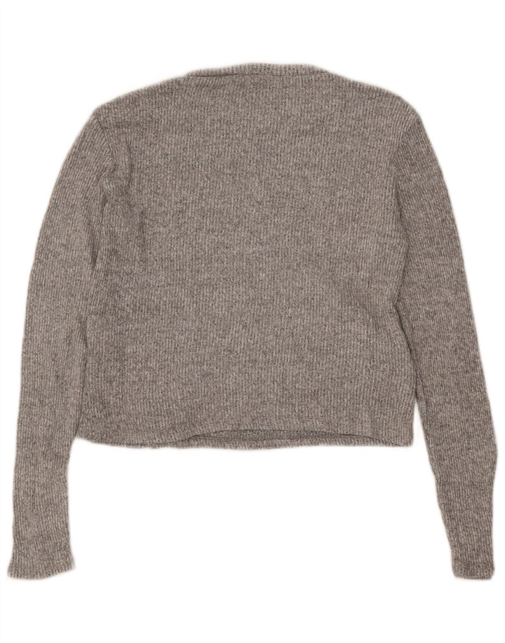 Zara Femme Top Manches Longues UK 16 Large Gris Viscose