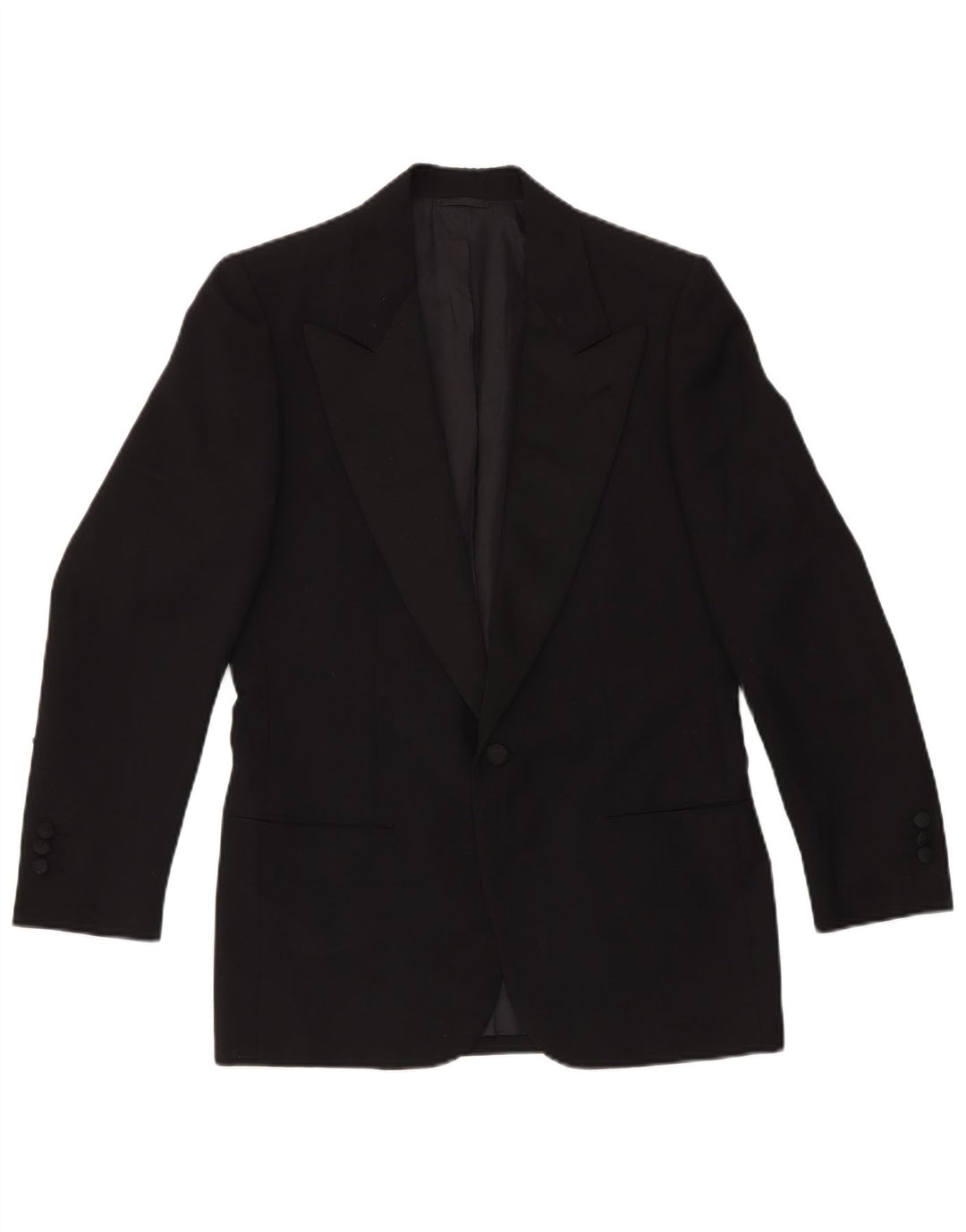 VINTAGE Ensemble 2 pièces 1 bouton pour homme IT 46 Small W29 L29 Laine noire