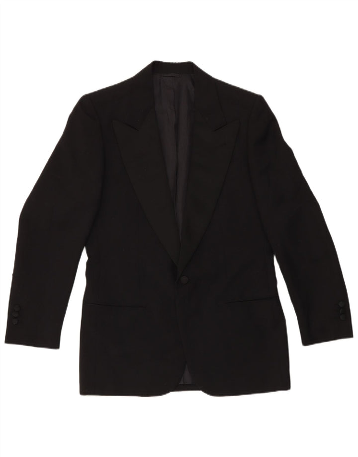 VINTAGE Ensemble 2 pièces 1 bouton pour homme IT 46 Small W29 L29 Laine noire