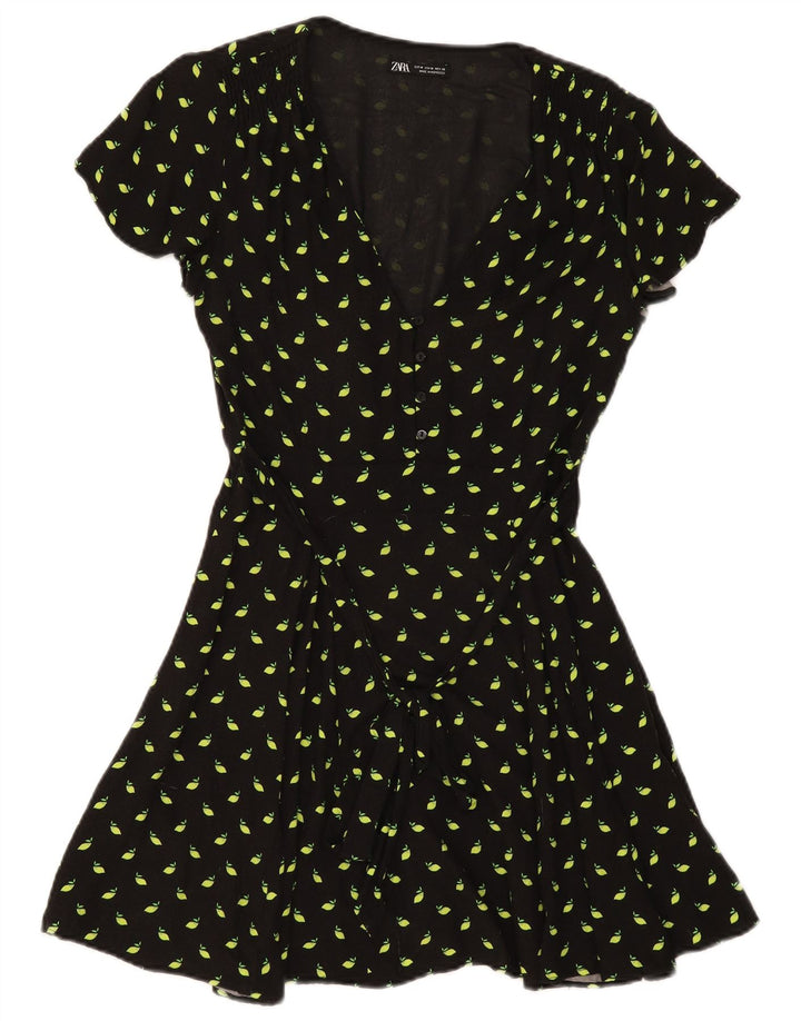 Zara Robe trapèze pour femme UK 12 Medium Noir à pois