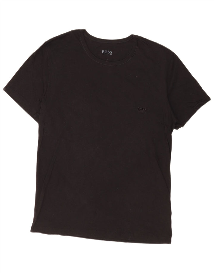 Hugo Boss Hommes T-Shirt Top Large Noir Coton