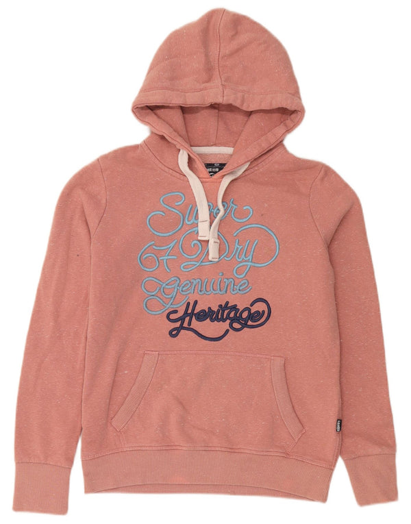 Superdry Pull à capuche graphique pour femme UK 12 Coton moucheté rose moyen