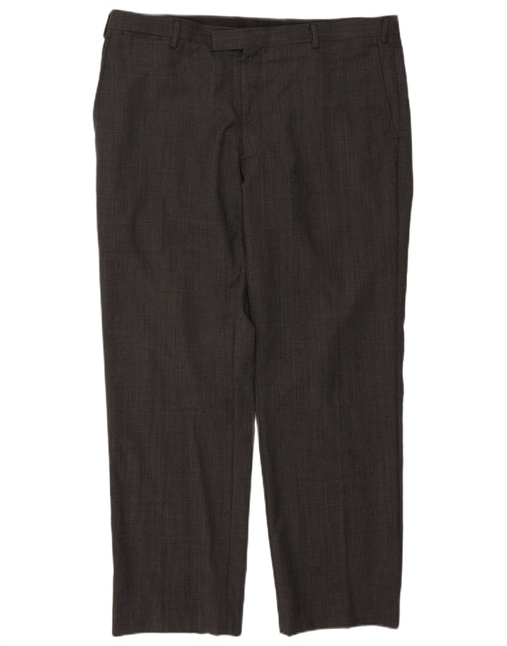 Marks & Spencer Pantalon de costume droit autographe pour homme W40 L31 Gris à carreaux