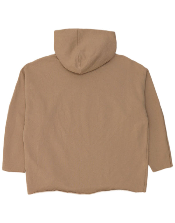 Zara Pull à capuche surdimensionné pour femme UK 10 Petit coton beige