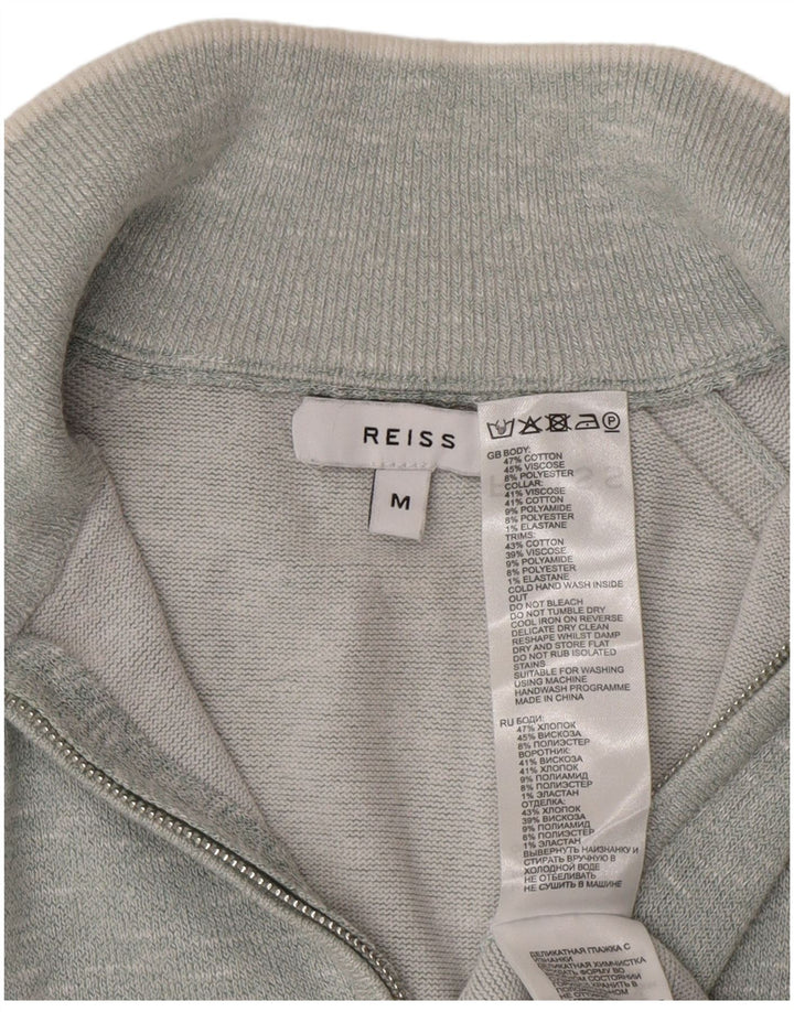 Reiss Pull Col Zippé Homme Bleu Moyen Moucheté Coton