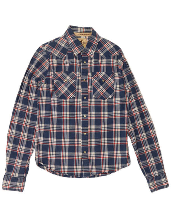 Hollister Chemise Homme Large Bleu Marine Carreaux Coton