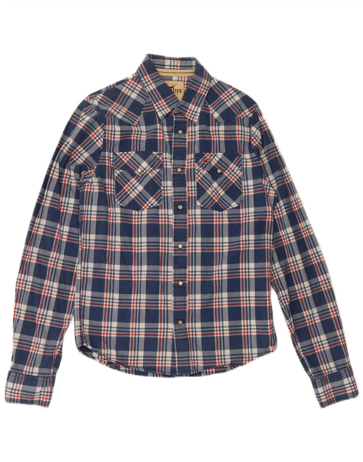 Hollister Chemise Homme Large Bleu Marine Carreaux Coton