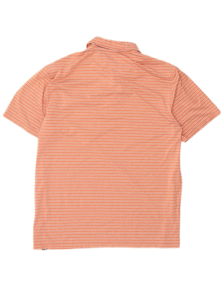 Eddie Bauer Polo Homme Rayé Orange Moyen Polyester